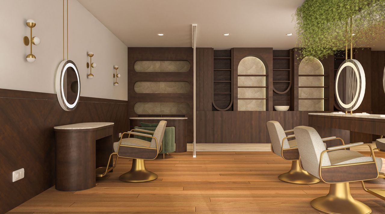 Elegant beauty salon london near me featuring contemporary furniture and minimalist decor in a London setting.