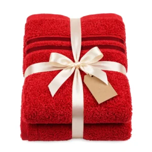 LUXURY TOWEL 2 Piece Set Red Hotel Quality Bath Towels Shower Bathroom