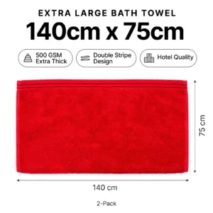 LUXURY TOWELS 2 Piece Set Red Hotel Quality Bath Towels Shower Bathroom