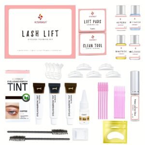 ICONSIGN New Combination Perm Eyelash and Brow Kit, Beauty Salon's Hot Selling Lash Styling Tool, Perming Eyelash Set, Trendy Brow Dye, Waterproof Quick-Dry Semi-Permanent Brow Dye Combo Set